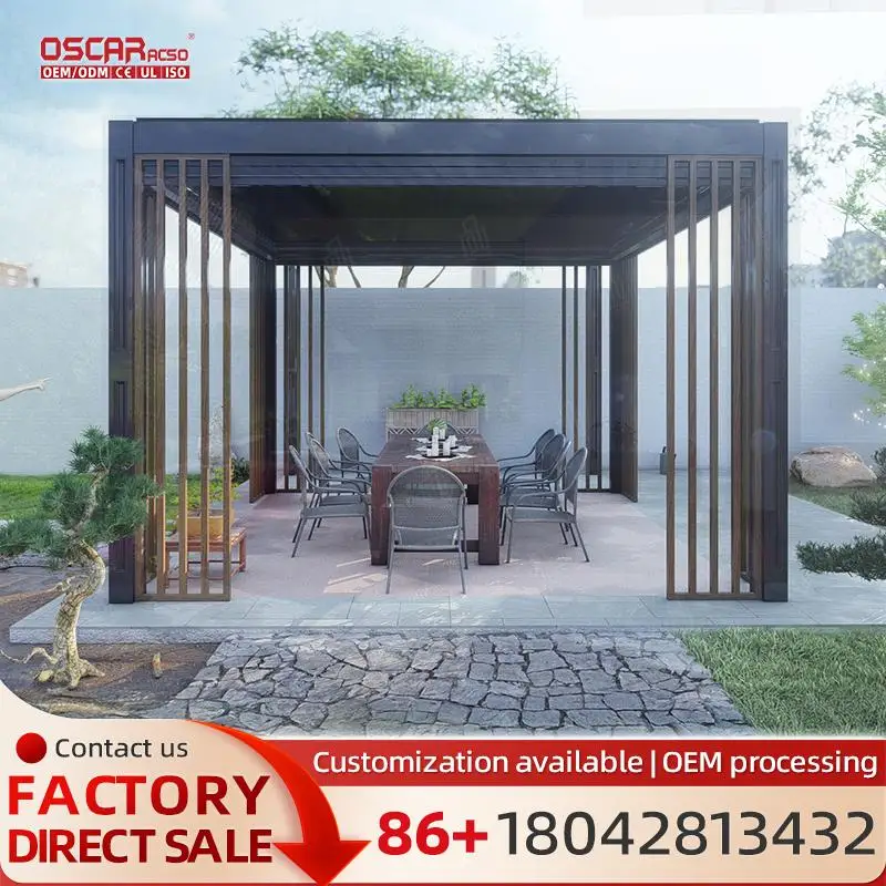 

Rainproof Motorized Retractable Outdoor Gazebo Automatic Louvered Aluminum Roof Pergola For Garden Patio Backyard pergola