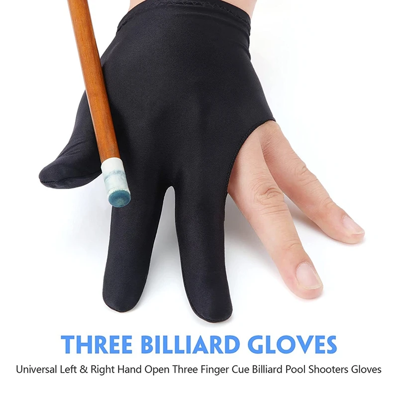 22 Pieces Billiard Gloves 3 Finger Cue Shooter Pool Gloves Sport Gloves For Women&Men Both Left And Right Hand,Black