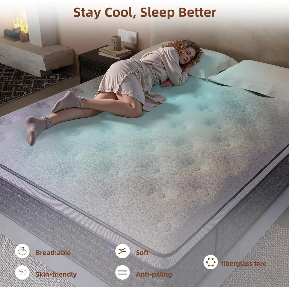 Mattress , Medium Firm Mattress with Extra Lumbar & Shoulder Support, 12 Inch Hybrid Mattresses with Gel Memory Foam image 5