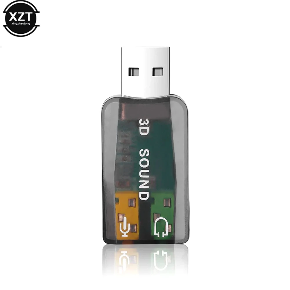 10pcs/lot V5.1 3D USB to 3D Audio USB External Sound Card Adapter 5.1 Channel Sound Professional Microphone 3.5mm input