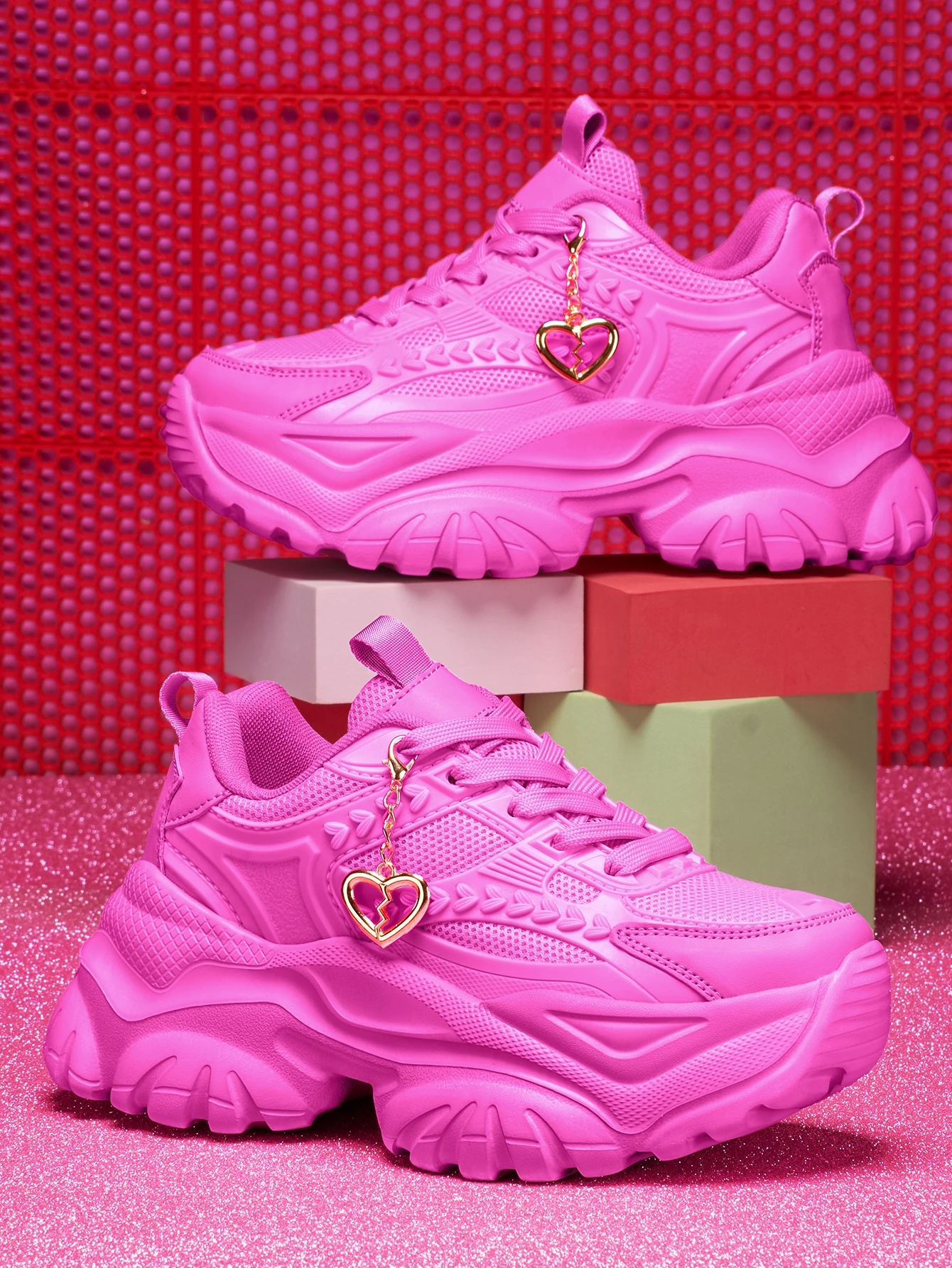 Damen-Sneaker mit 7 cm Erhöhung der Höhe, Outdoor-Mode, Freizeitschuhe mit 3D-DIY-Abnehmbarer Metallgold-Herz-Dekorationskette, Damen-Sneaker mit EVA-Dicksohle, hoher Plattform, blauen hohen Absätzen, leichter weicher Sohle, stoßdämpfend, rutschfeste Laufschuhe, runde Zehenpartie, einfache Schnürung, Edelsteinblau, große Größen für Studenten, Teenager, Campus, Alltag, Dating, Fitness, Arbeit, Büroschuhe, trendige vielseitige Keilabsatz-Sneaker für Damen. – Detail 11