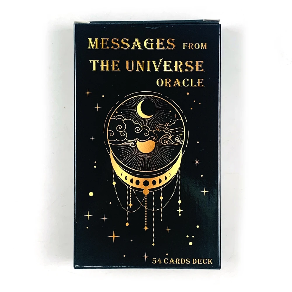 Cartes Oracle Messages du Univers, 54 pièces, cartes Oracle d'astrologie lune et étoile dorées, cartes de divination pour la méditation, pour les jeux de société