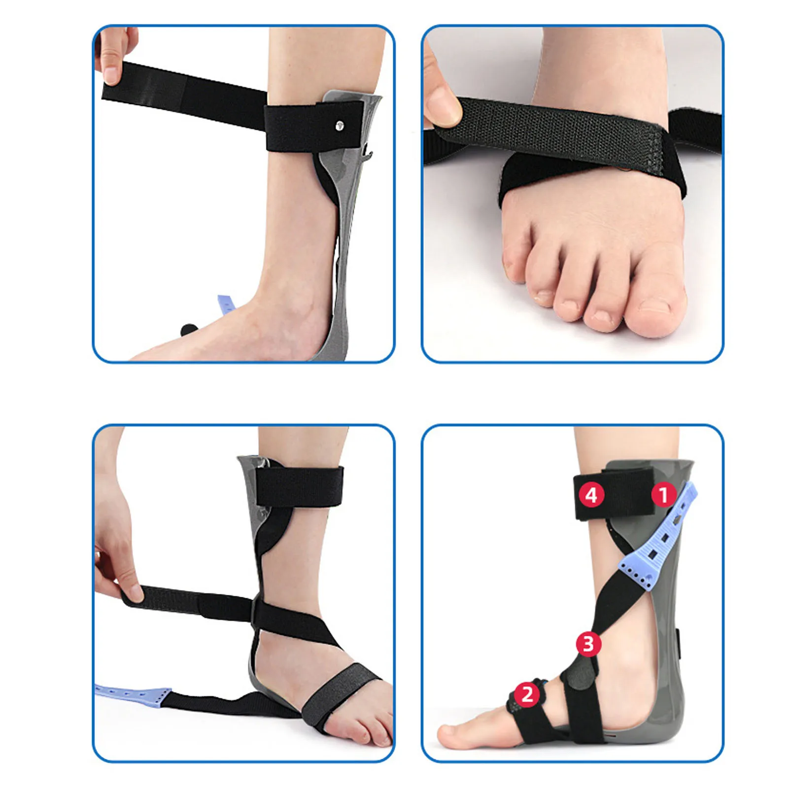 Foot Drop Brace Correct Posture Ankle Orthosis Support Stable Elastic Straps Polypropylene and Nylon for Sleeping for Outdoors