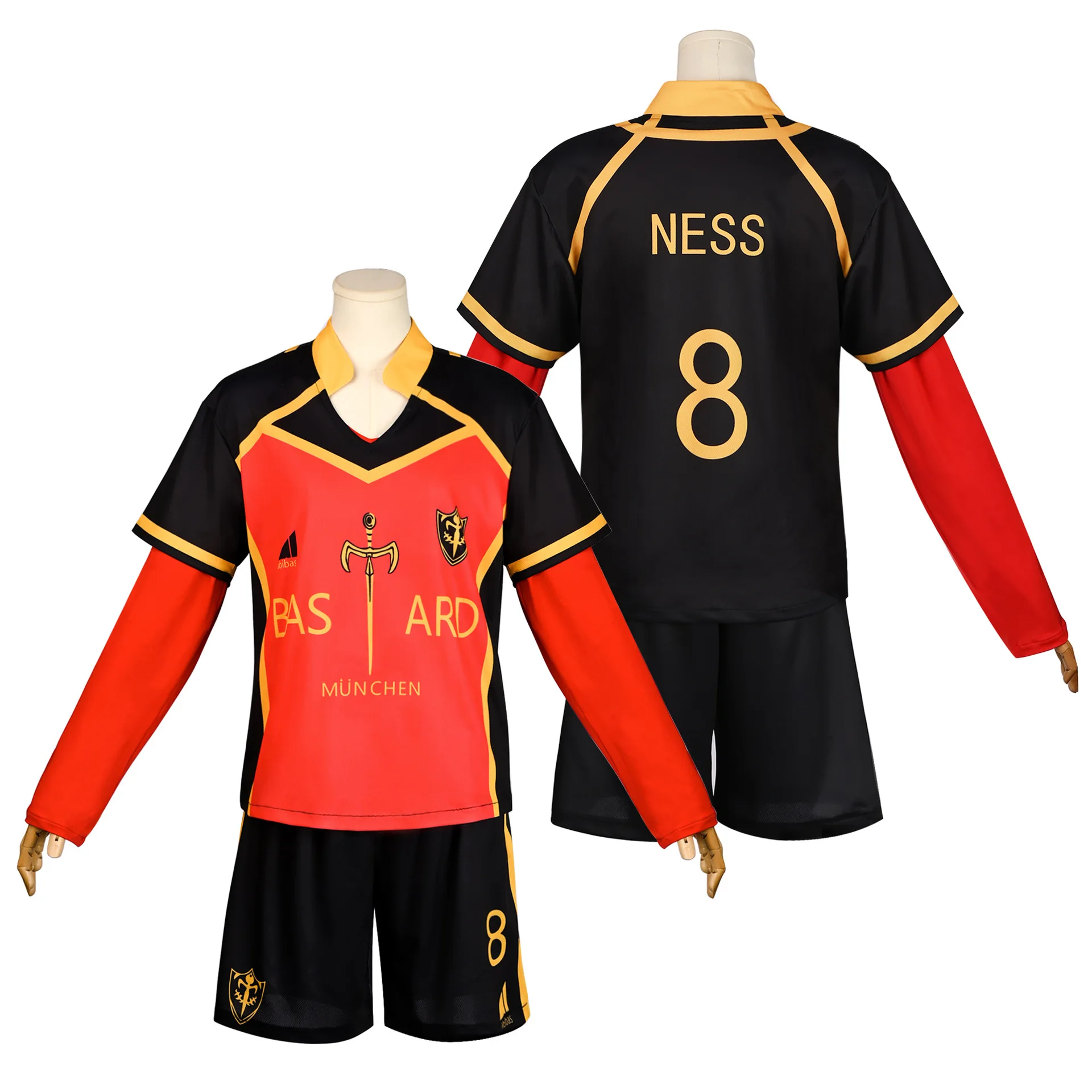 

BLUELOCK Blue Prison Jersey Cos Uniform Germany Team, Jieshiyi, Red And Black Jersey Animation Cosplay