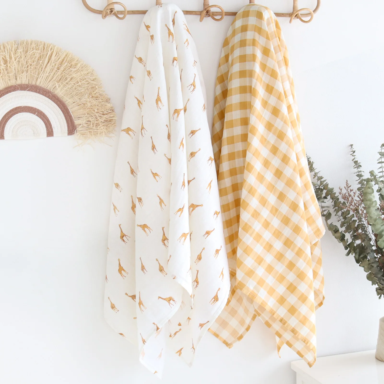 100% Organic Cotton Baby Blankets Newborn Muslin Wrap Baby Bed Muslin Swaddle Blanket Giraffe Print Gauze Bath Towel