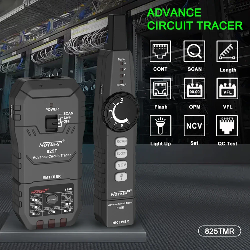 NOYAFA Geavanceerde Wire Tracer Netwerkkabelzoeker Stroomonderbrekerzoeker Sockettest NF-825 TMR Elektrische draaddetector