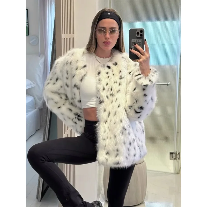 Lady Chic Luipaardprint Korte Vrouwen Bontjas Ronde Hals Single Breasted Casual Bovenkleding Mode Highstreet Jassen 2023 Nieuwe