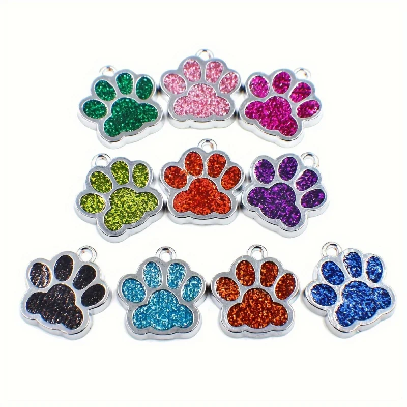 10Set of claw-shaped dog tags，With lobster clasp，Zinc alloy shiny dog collar pendant，Pet paw-shaped name tag，Used for collar acc