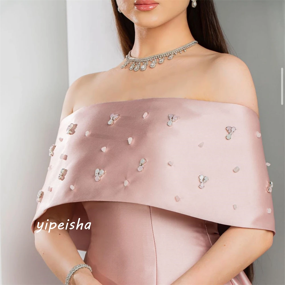 Customized Ball    Elegant Exquisite Off-the-shoulder  Gown Celebrity es Beading Charmeuse Evening