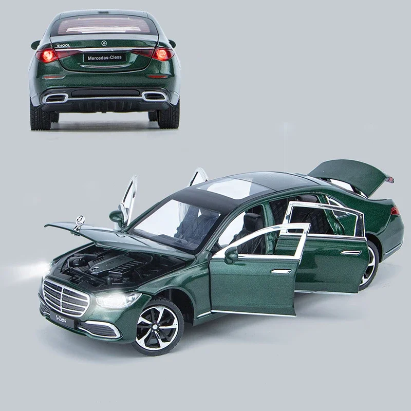 1:24 بنز S400 S-Class سبيكة نموذج سيارة لعبة Diecasts صب المعادن الصوت والضوء سيارات لعب للأطفال مركبة #3