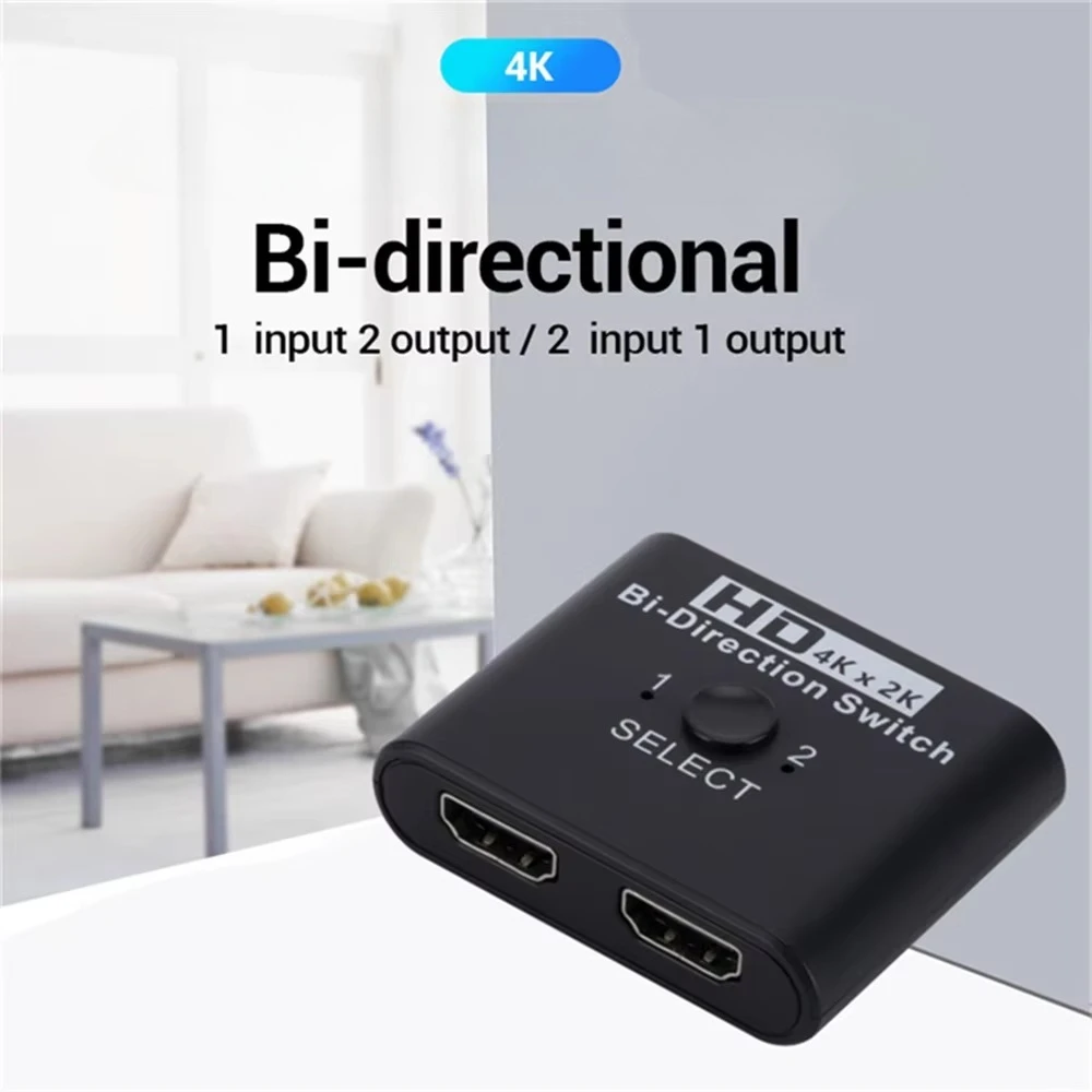 4K 60Hz 1080P Switch 2 Ports 1 in 2/2 in 1 Out Video Splitter For Laptop PC Xbox PS3/4/5 TV Box To Monitor TV Projector Adapter