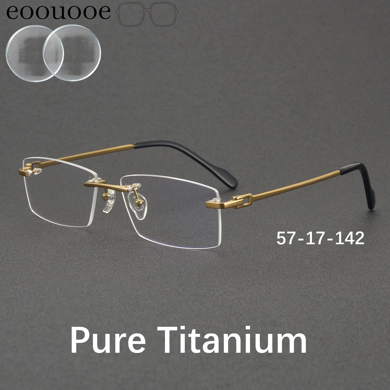 Pure Titanium High Quality Rimless Glasses For Men Office Optical Eyewear Myopia Reading Prescription Ultra MR-8 Lenses Degrees
