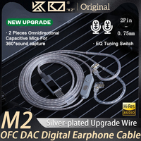 KZ M2 Dual Mic Silver Plated Cable Headphone Cable Type-C/3.5MM Upgrade Cable Earphone Cord Headset Wire for Castor EDX ZS10 PRO