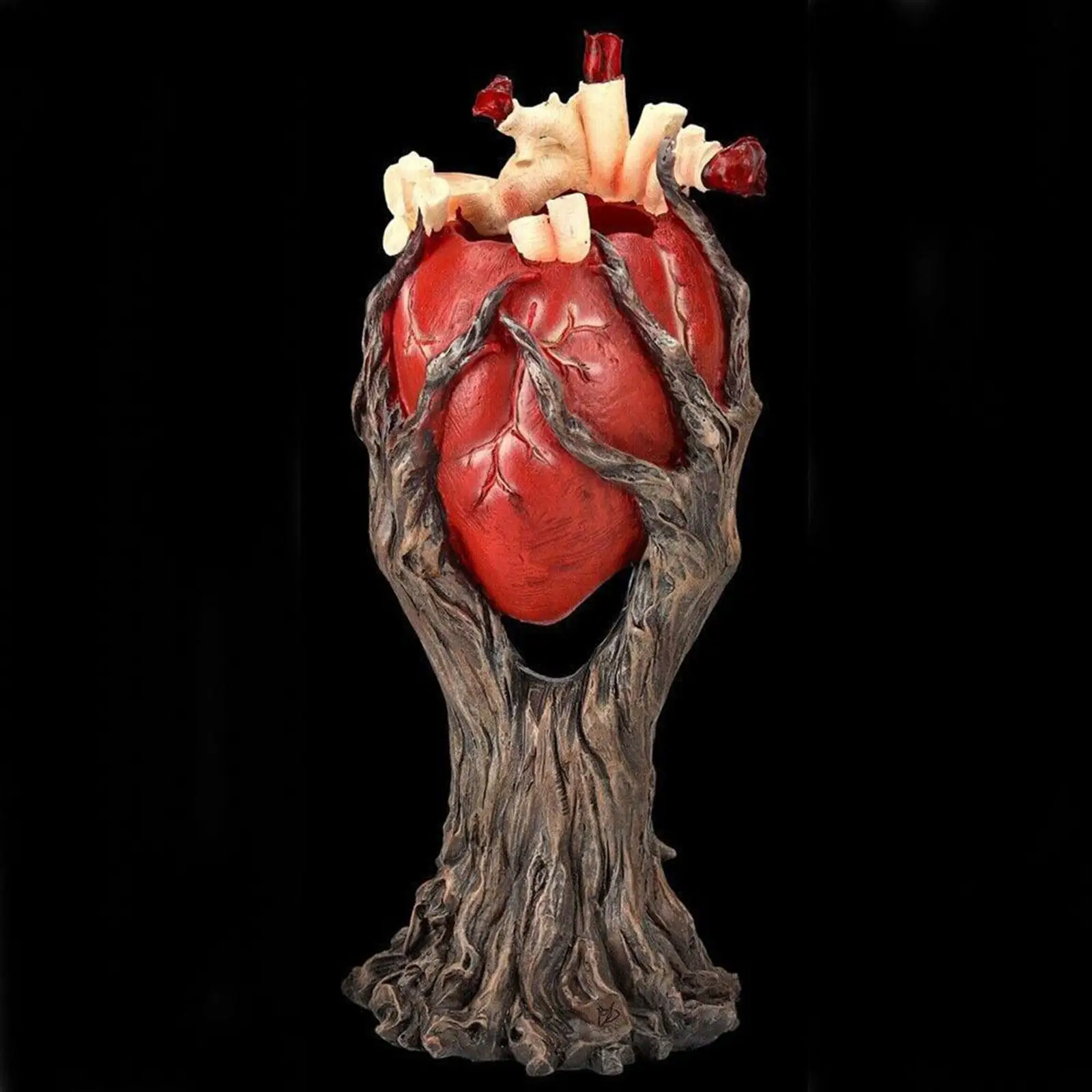 Resin Heart Structure Model Ornament for Garden Balcony Home Accent Piece Gift