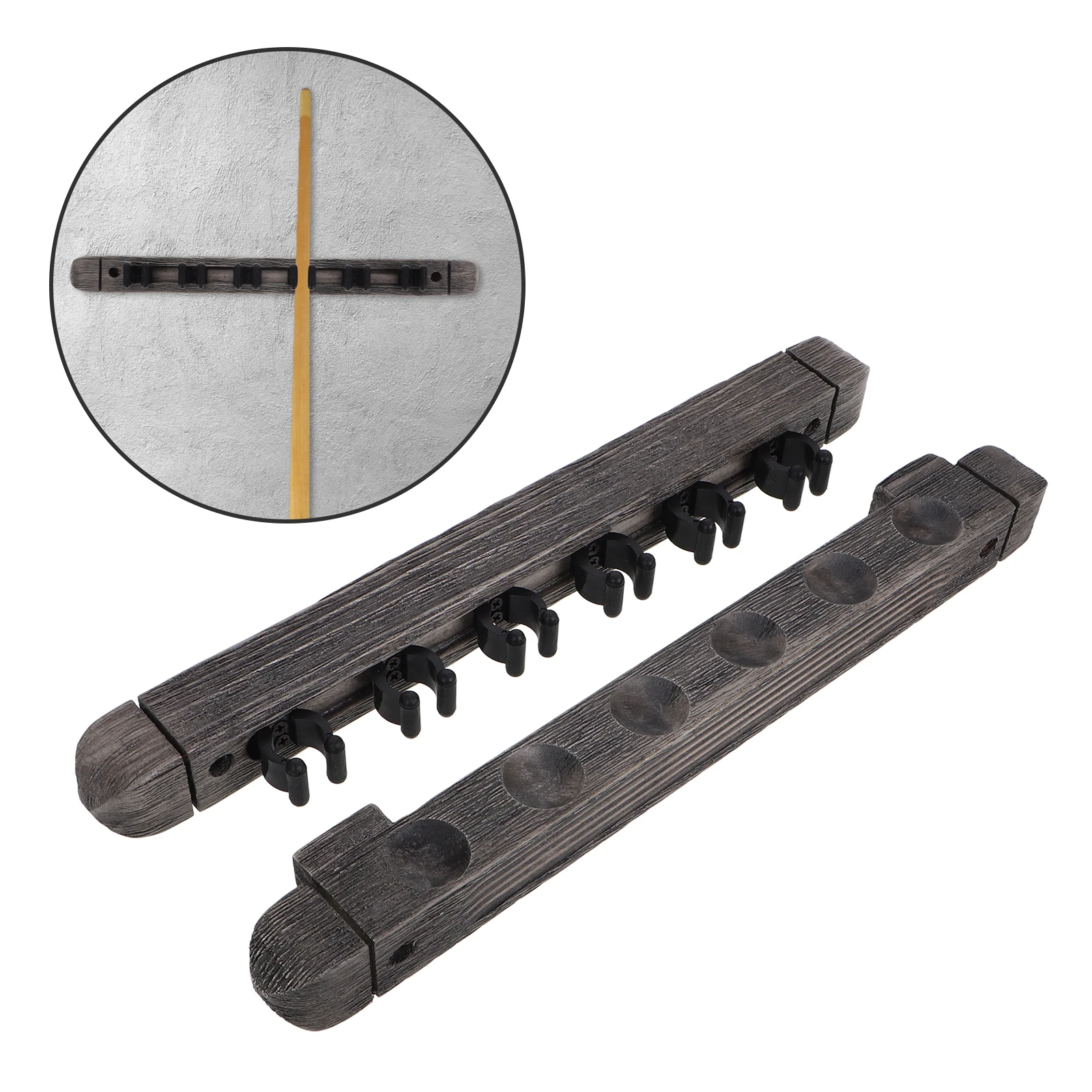 

Billiard Rack Pool Sticks Holder Wall Mounted Wood Table Accessories Billiards Clips and Equipment Play Room