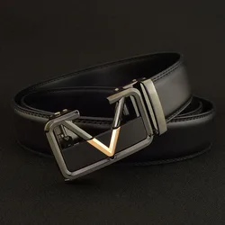 Ceinture en cuir véritable pour homme, lettre V, haute qualité, luxe, marque célèbre, designer, exquis, classique, mode