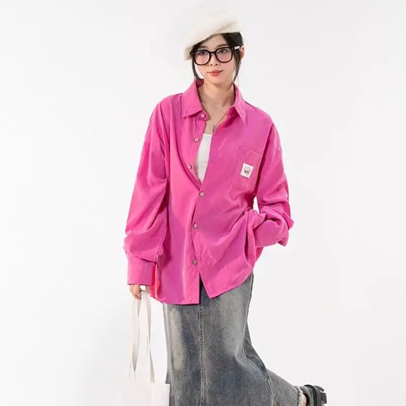 

Ранняя осень, однотонная рубашка в корейском стиле, новая повседневная рубашка с длинными рукавами, солнцезащитная куртка, свободный свободный ленивый топ