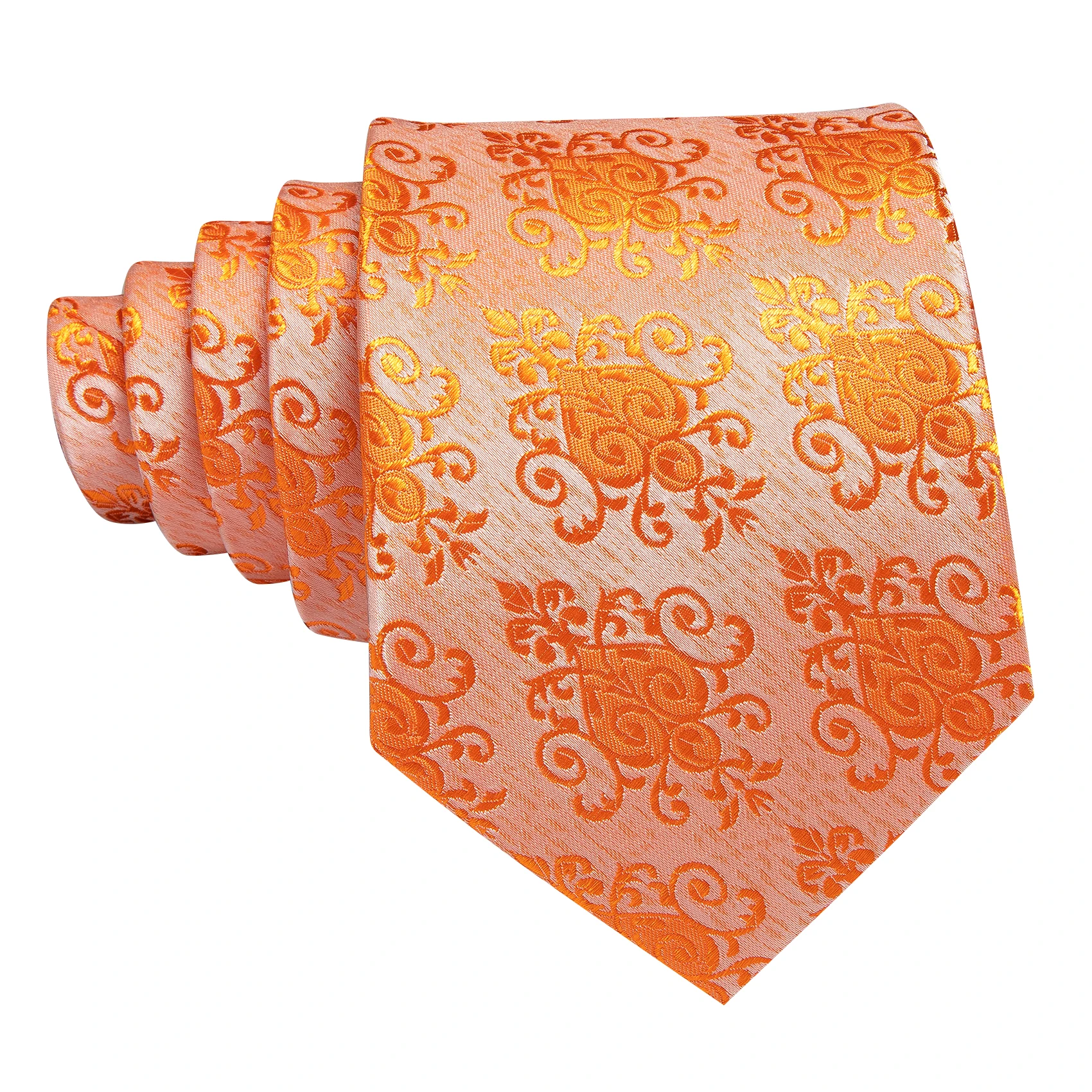 Exquisite Orange Silk Men Tie For Wedding Classic Jacquard Woven Pocket Square Cufflinks Sets Business Party Gifts Barry.Wang