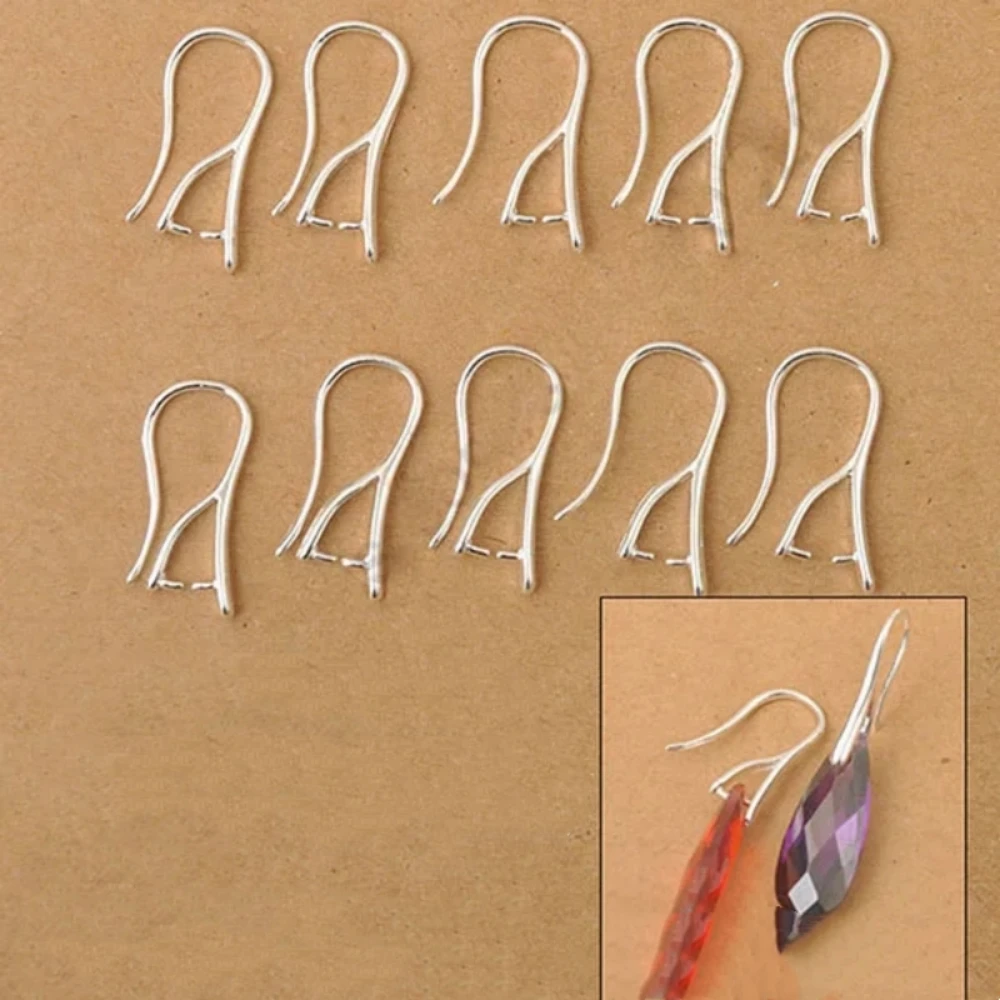 Wholesale 100PCS Lot 925 Sterling Silver Jewelry Findings Pinch Bail Hook Earring Ear Wires For Crystal Beads
