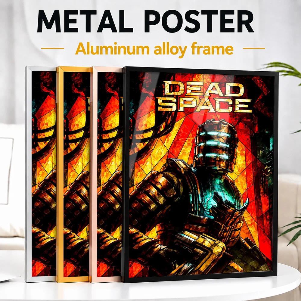 Dead Space Isaac Clarke Framed Metal Poster Customized Stained Glass Inspired Wall Art For Games Room, Gaming Enthusiast Gift
