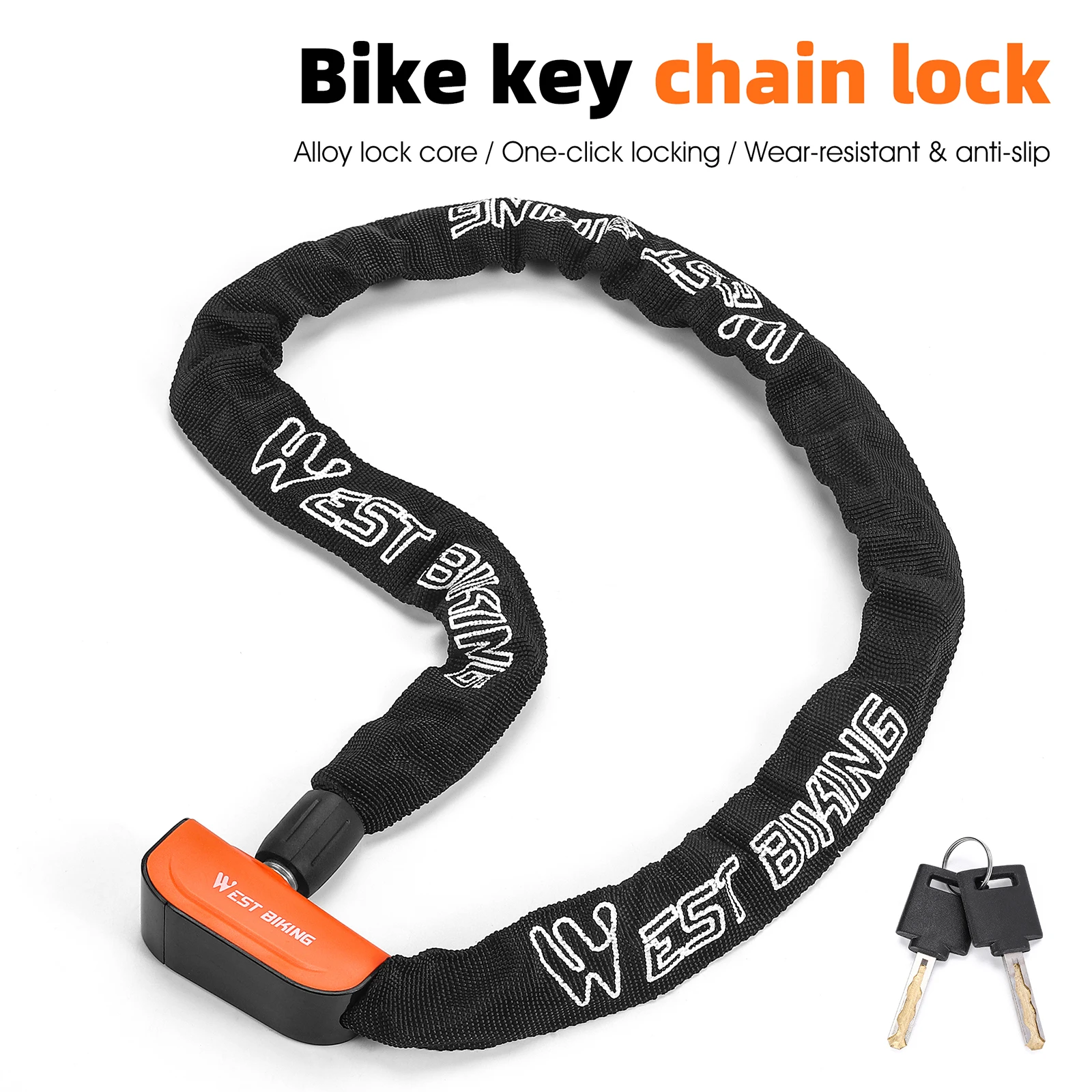 Bike Lock Heavy Duty Anti-Theft Chain Lock Waterproof with 2 Keys for Bike Motorcycle E-Bike Scooter Gate Door Fence