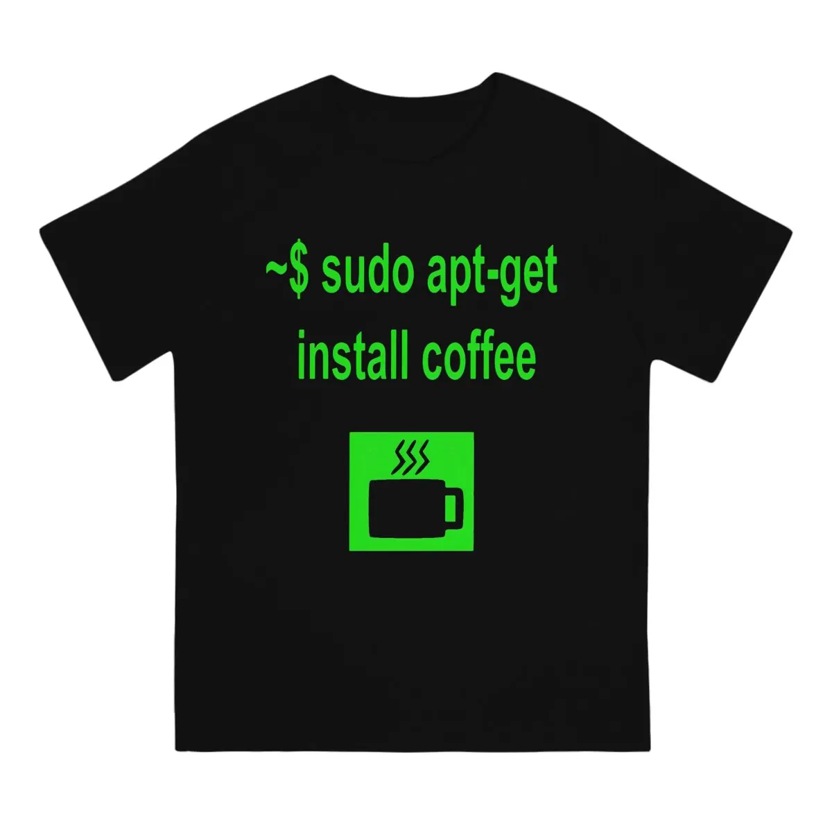 Men Linux sudo apt-get install coffee Classic T-Shirt Crewneck Cotton Style  Hipster Ofertas O Neck Graphic Tshirt