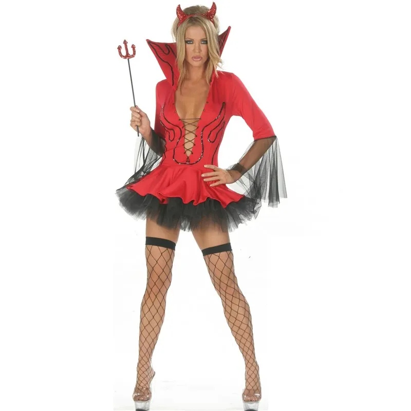 

SXL Halloween Devil Costume Women's Queen Game Uniform Role-playing COS Set Elegant Female Devil Outfit for Party
