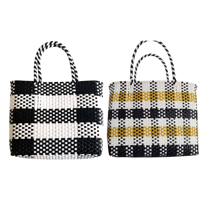 Sac de plage en paille tissée durable pour femmes, fourre-tout en lin féminin, panier à main, fourre-tout décontracté, été