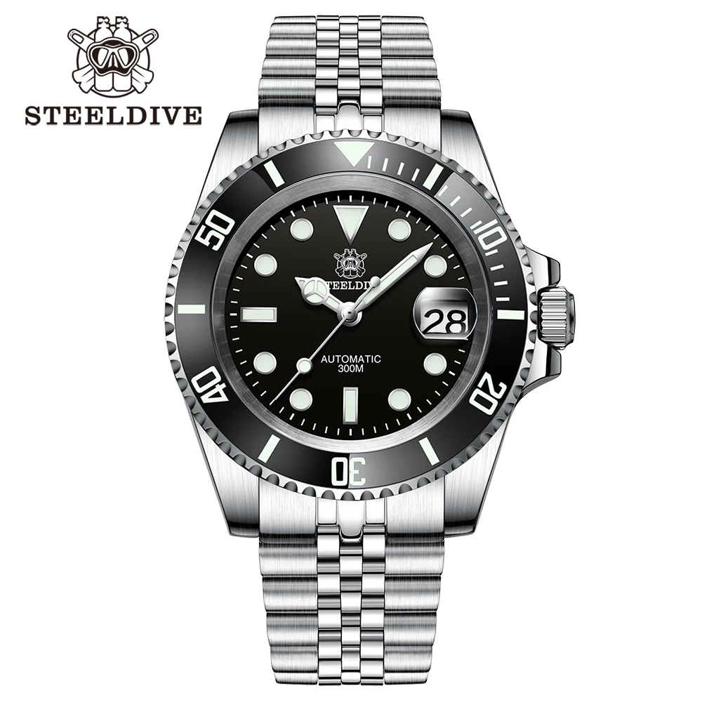 SD1953 STEELDIVE merk keramische bezel 41 mm Steeldive 30ATM waterbestendig NH35 automatisch herenduikhorloge met gefreesde sluiting