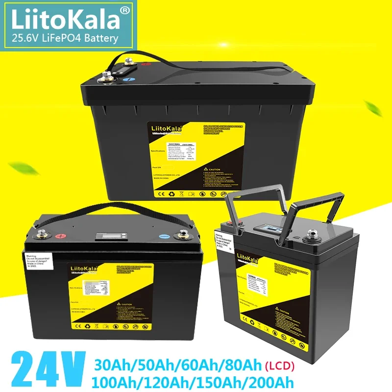 

LiitoKala 24V 120Ah 150Ah 100Ah 200Ah Lifepo4 Battery for 8S 25.6V 60Ah 80Ah RV Campers Golf Cart Off-Road Off-grid Solar Wind