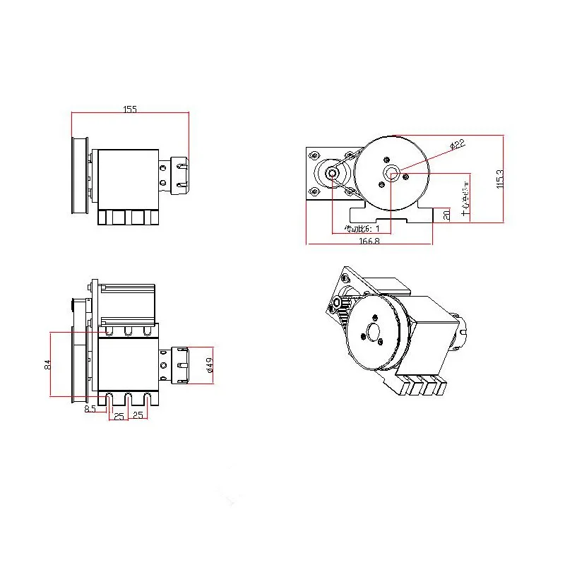A Aixs eje giratorio CNC 4. ° eje con pinza para enrutador Cnc fresadora Cnc eje giratorio 3M-6-ER32 con portabrocas ER32