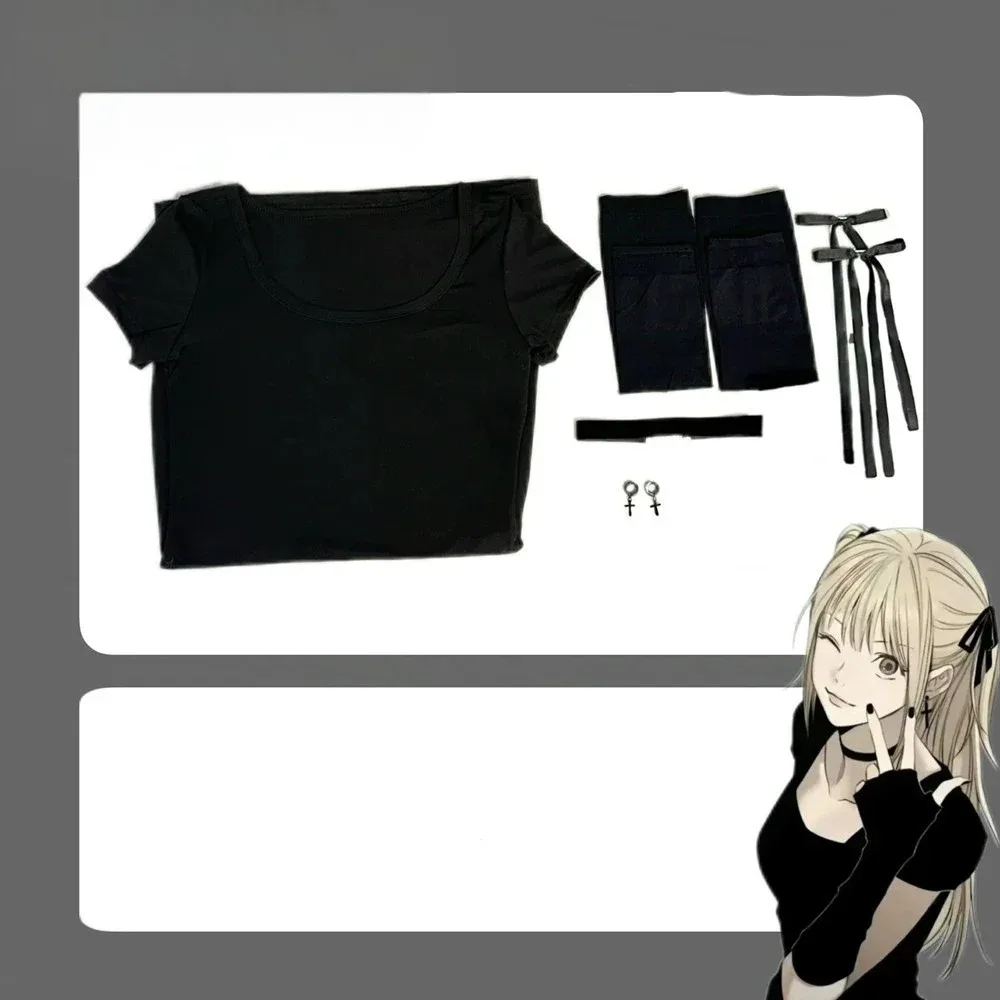 Disfraz de Anime Death Note MisaMisa, vestido ajustado, peluca negra de manga corta, traje de Carnaval de ocio Sexy para mujer adulta