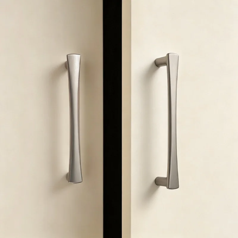 Nickel Brushed Kitchen Cabinet Storage Handles Modern Cupboard Drawer Knobs Wardrobe Closet Door Pull Furniture Cabinet Handles