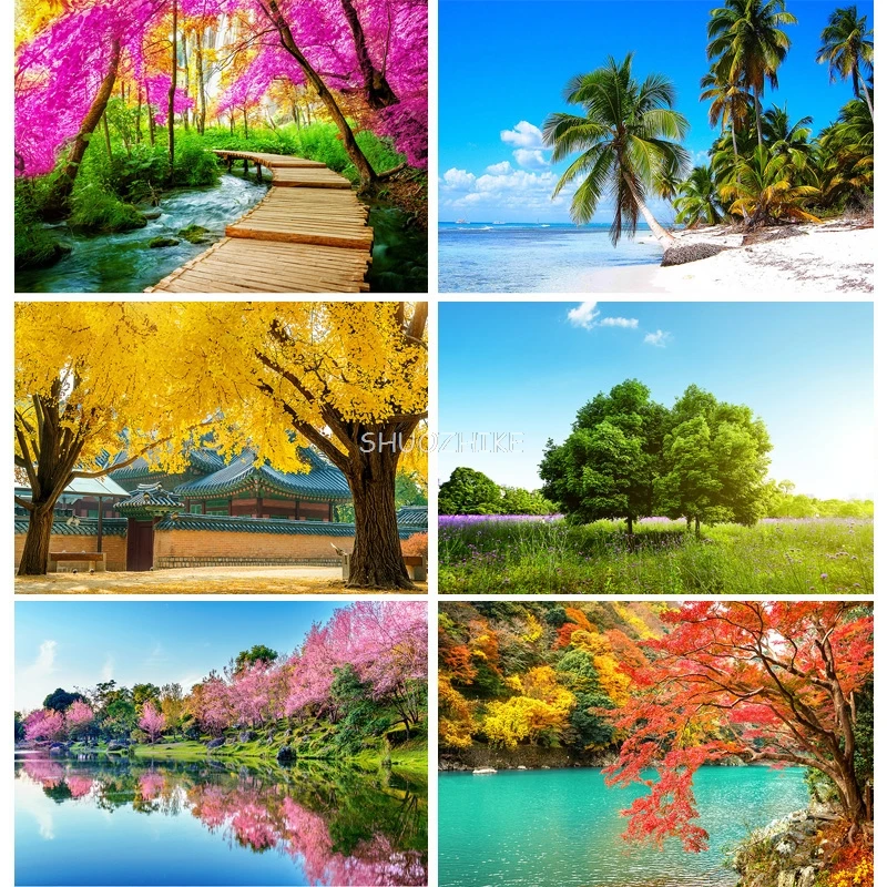 

Forest Tree Spring Landscape Nature Scenery Photography Backdrops Props Thin Cloth Background For Photo Studio Shoot 21808OUY-01