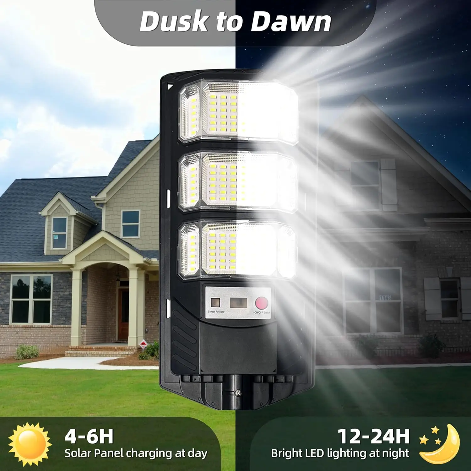 Solar Street Lights Outdoor 6500K Solar Lights Outdoor Waterproof with Motion Sensor, Lamparas Luces Solares para Exteriores