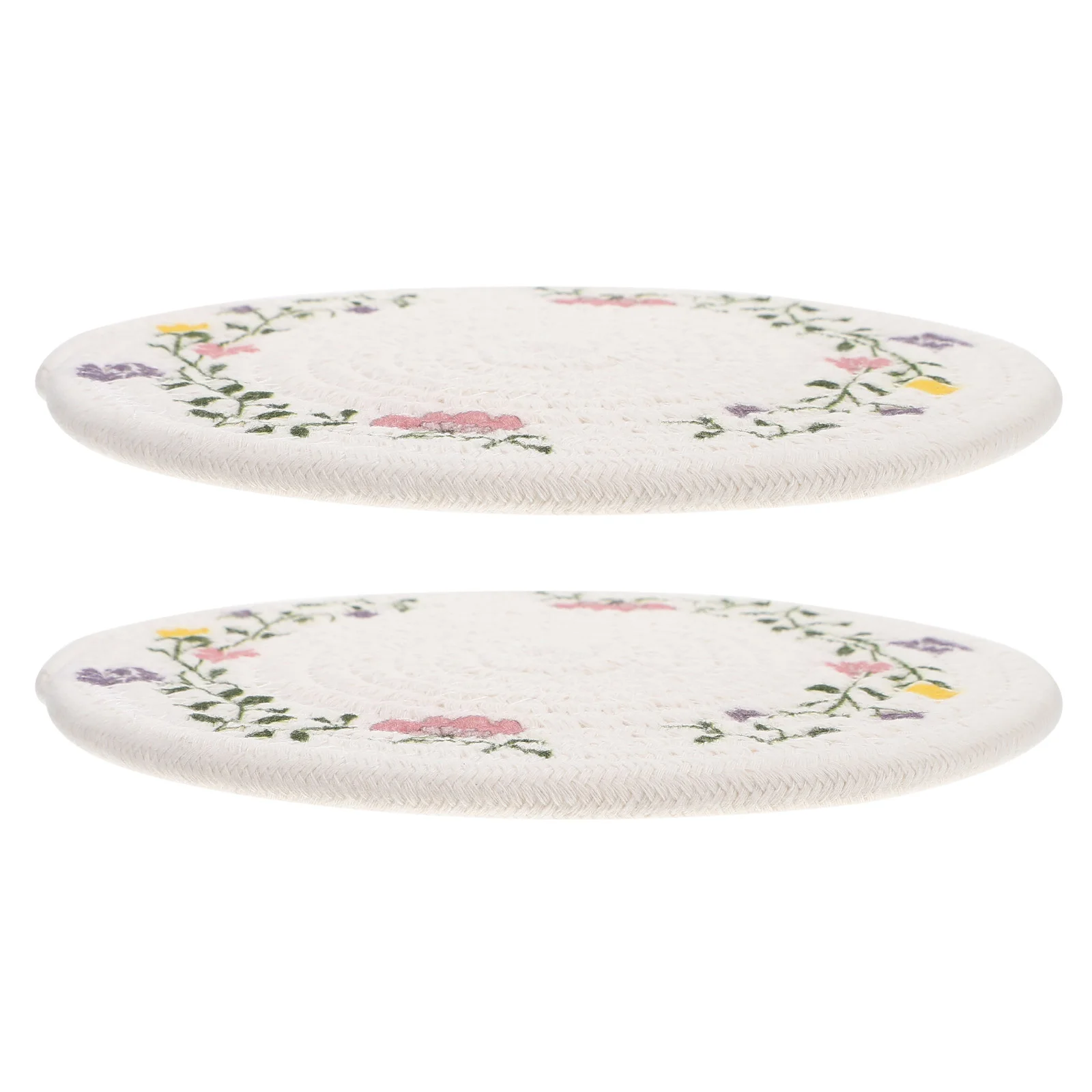 

2pcs Heat Round Pot Mats Placemats 18cm Floral Cotton Insulation Pads Kitchen Table Decorative Pot Mats Place Mat