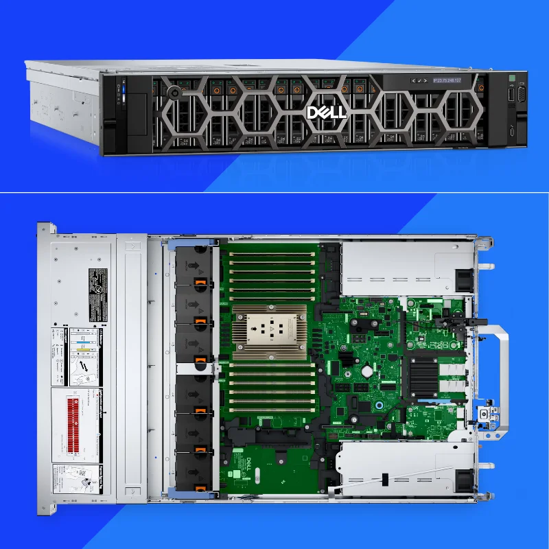 معالج PowerEdge R7615 2U Rack Server EPYC الأصلي 8LFF Drive Bays 32GB DDR5 Memory 1 تيرا بايت SATA القرص الصلب في المخزون