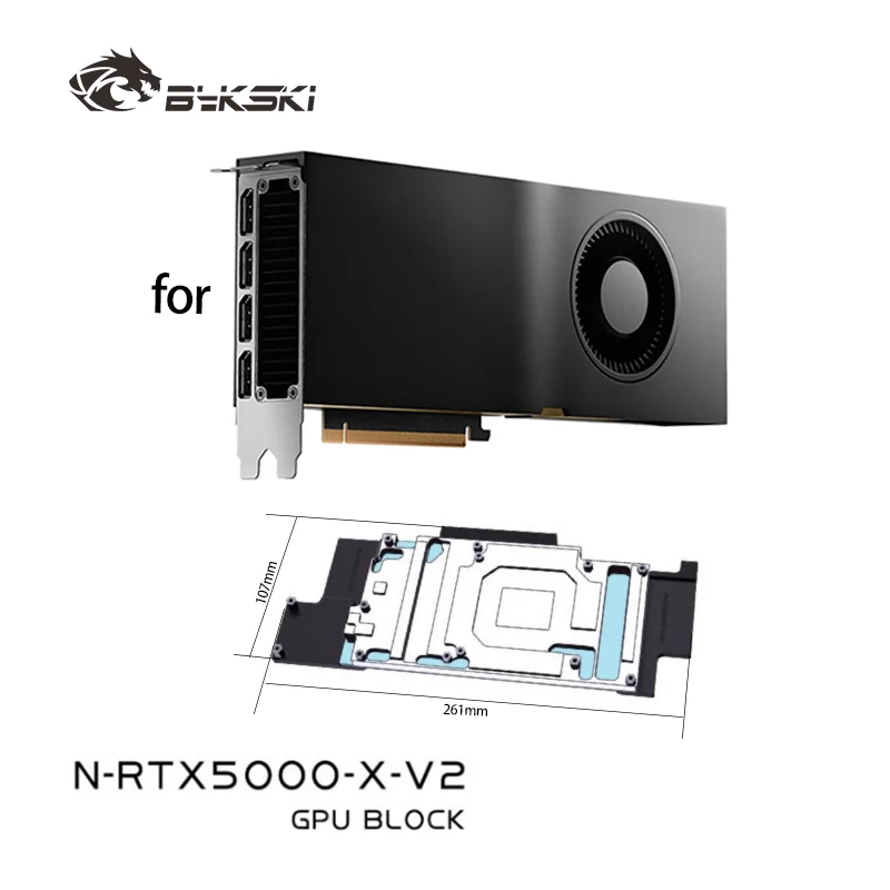 

Bykski N-RTX5000-X-V2 GPU Water Block for Leadtek RTX5000 / Quadro RTX8000 Video Card / PC Cooler System /Metal Copper Radiator