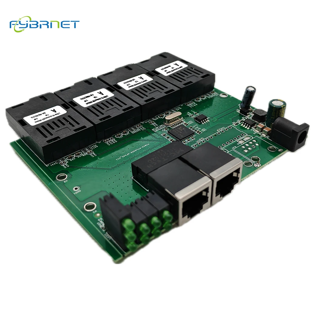 Reverse POE 100M 4SC 2UTP Fiber Optical Media Converter Board PCBA POE switch Fast Ethernet pcba