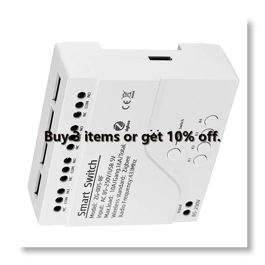 ●4 Channels Tuya ZigBee Smart Switch Module RF433 Smart Home Automation DIY Breaker Wireless Relay Voice Control