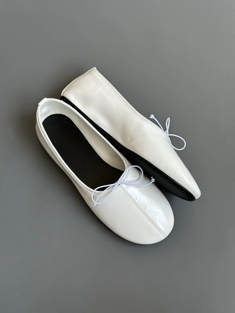 Maxdutti Italian Oil-waxed Sheepskin Ballet Flats Woman Shoes Shoes For Woman Loafers Retro Minimalist Summer Women's Shoes