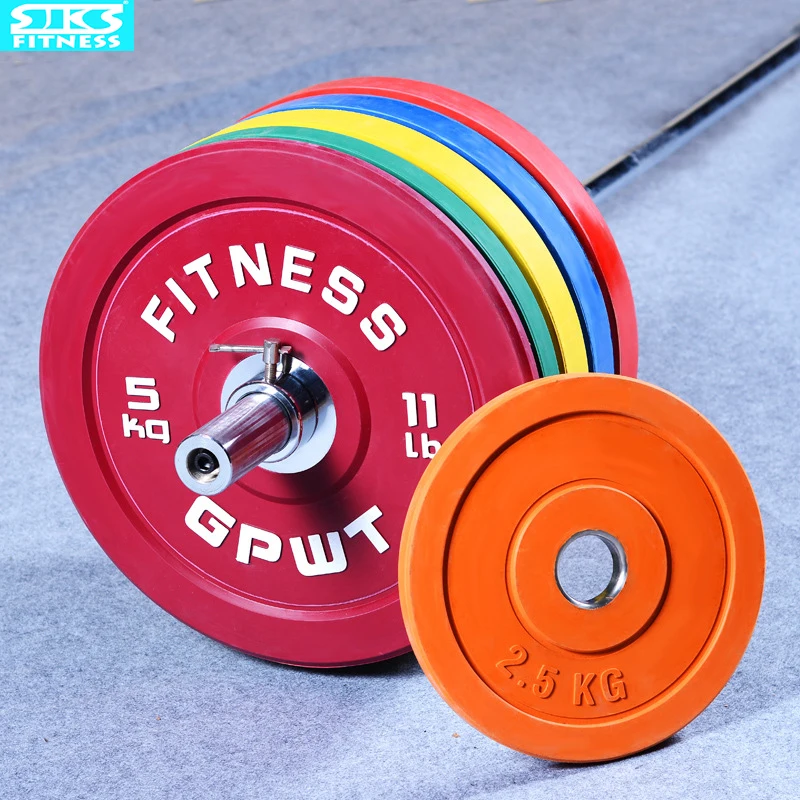 Colorful Full Rubber Barbell Plate, Large Hole Weightlifting Barbell, Household Barbell