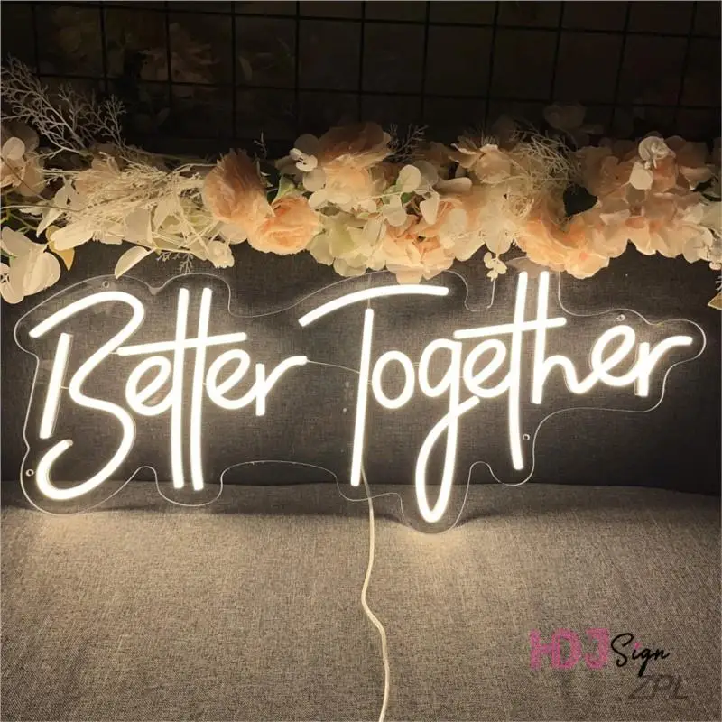 Letrero de neón LED personalizado, mejor Togrther, letrero de letra Separable, luz para el hogar, salón, restaurante, propuesta de boda, fiesta,