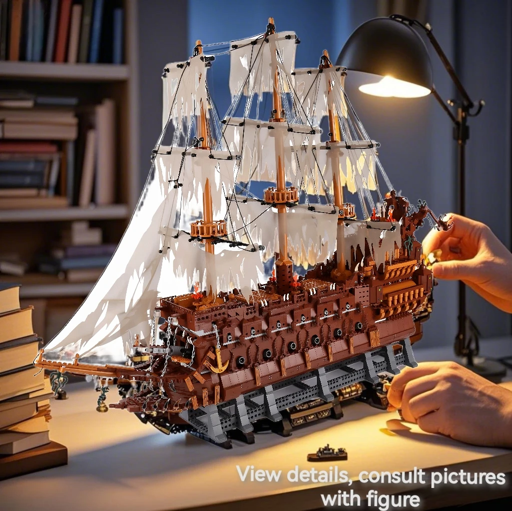 

Лидер продаж, лодка летающего голландца, корабль Нидерландов, 16016, набор карибских пиратов, строительные блоки, кирпичи, модель лодки, подарок на день рождения