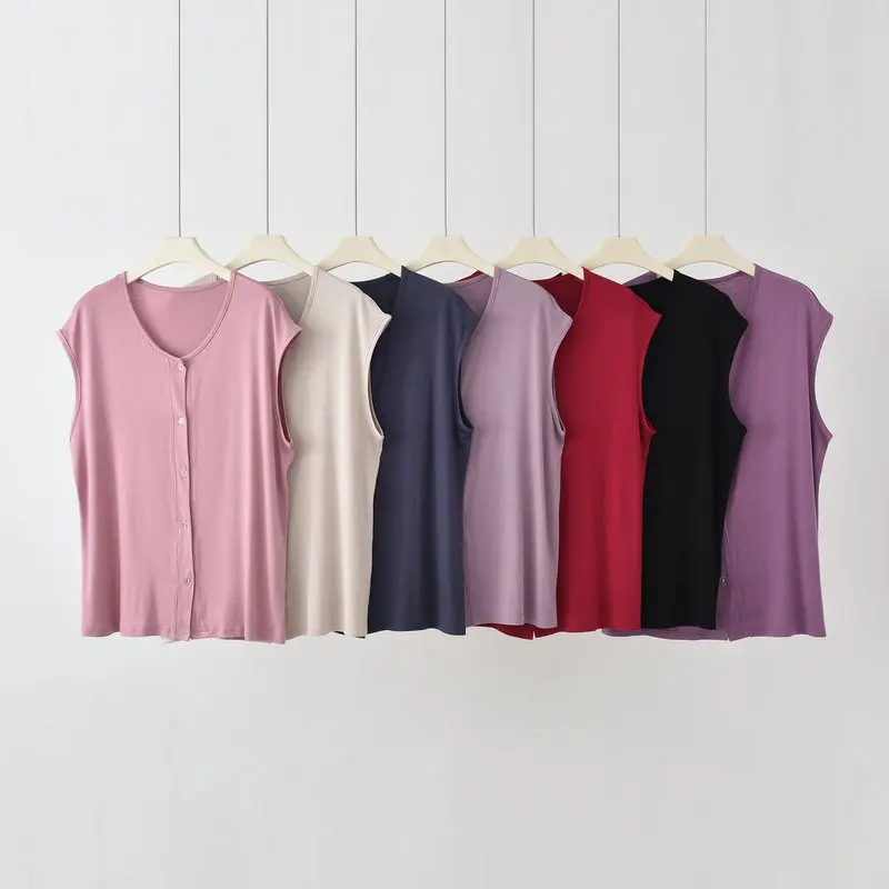 Cooling Vest Open Front Mature women's Tank Tops Summer Drop Shoulder Sleeveless Tee Top Outerwear summer Cardigan