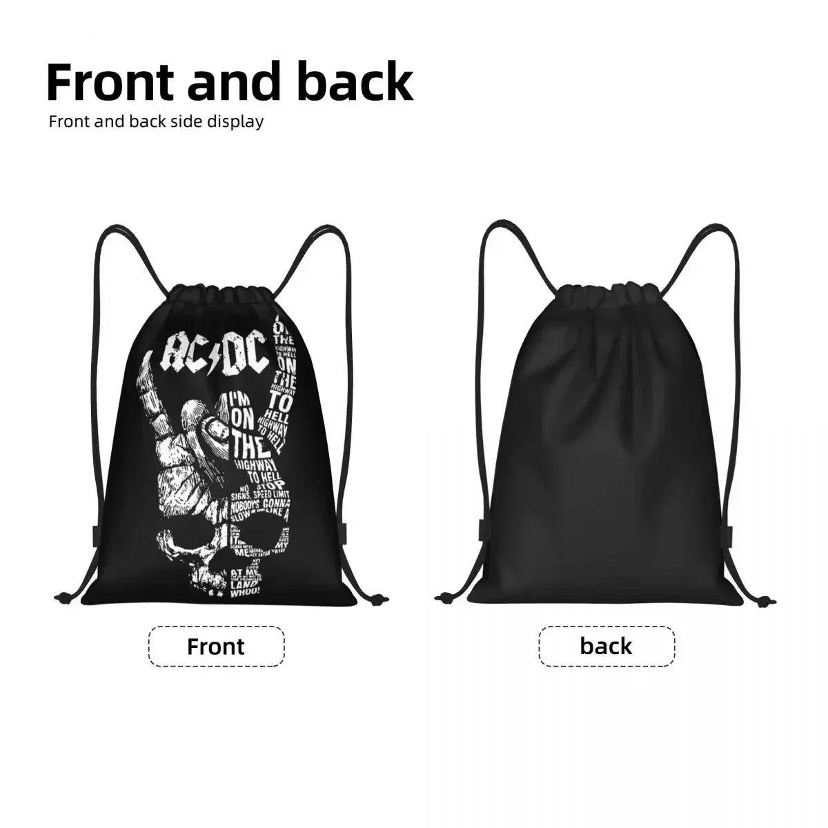 Mochila de almacenamiento con cordón para hombre y mujer, bolso deportivo ligero con diseño de música Rock personalizado, ideal para gimnasio