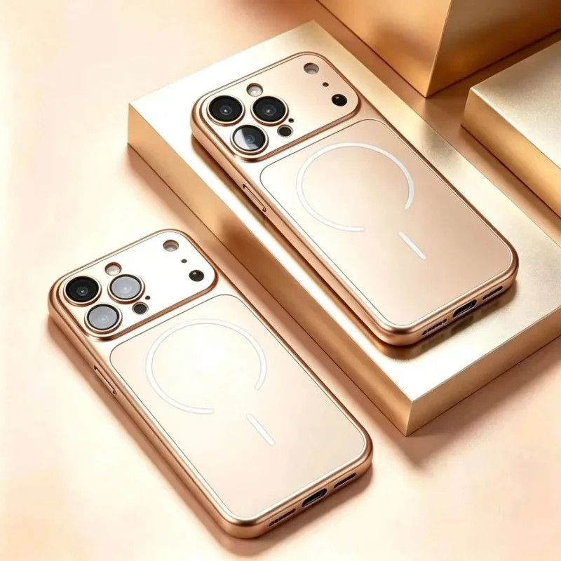 Luxuriöse, offizielle, bordeauxrote Magnet-Hülle für iPhone 18, 17, 16, 15, 14, 13 Pro Max, mit Magsafe-Kompatibilität, mattierter Oberfläche und stoßdämpfender Rückseite. – Detail 5