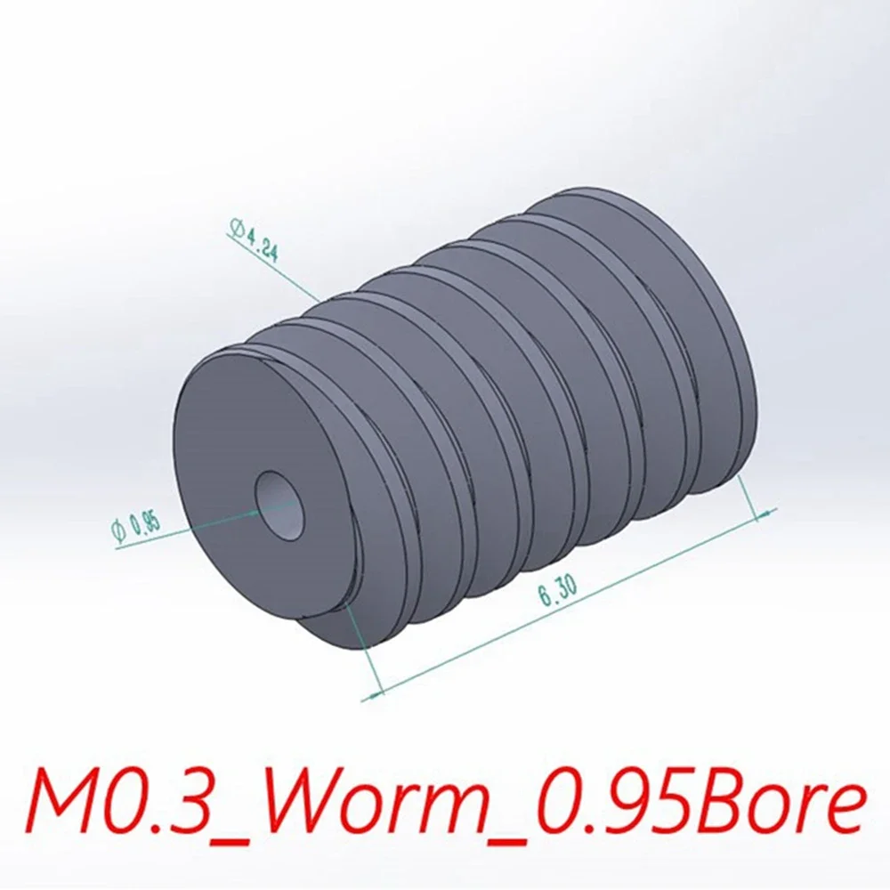 Hole 1.0mm 0.95mm 0.3M Plastic worm Gear 6.3mm*4.24mm White worm gears