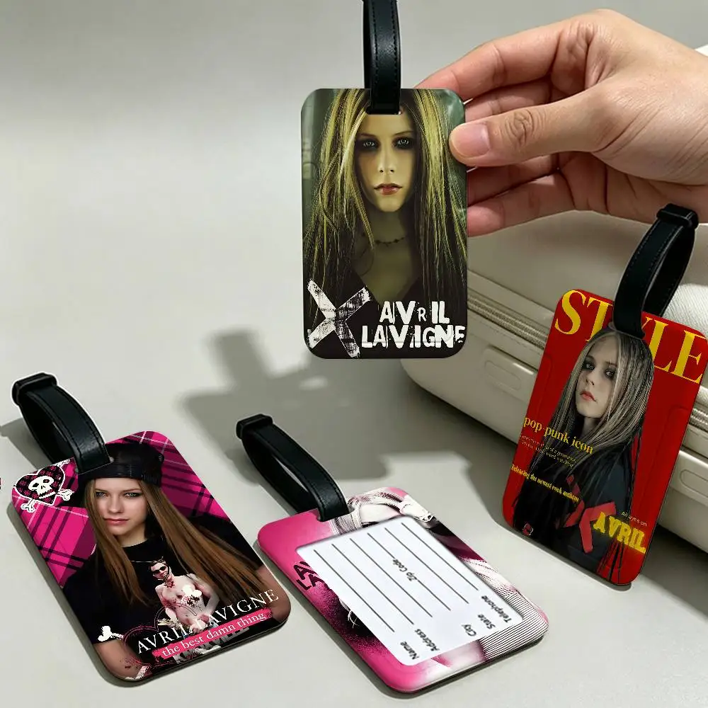 Singer A-Avril R-Ramona Lavigne PVC Waterproof Luggage Tag Anti lost Information Card Cover For Student Bag Travel Suitcase