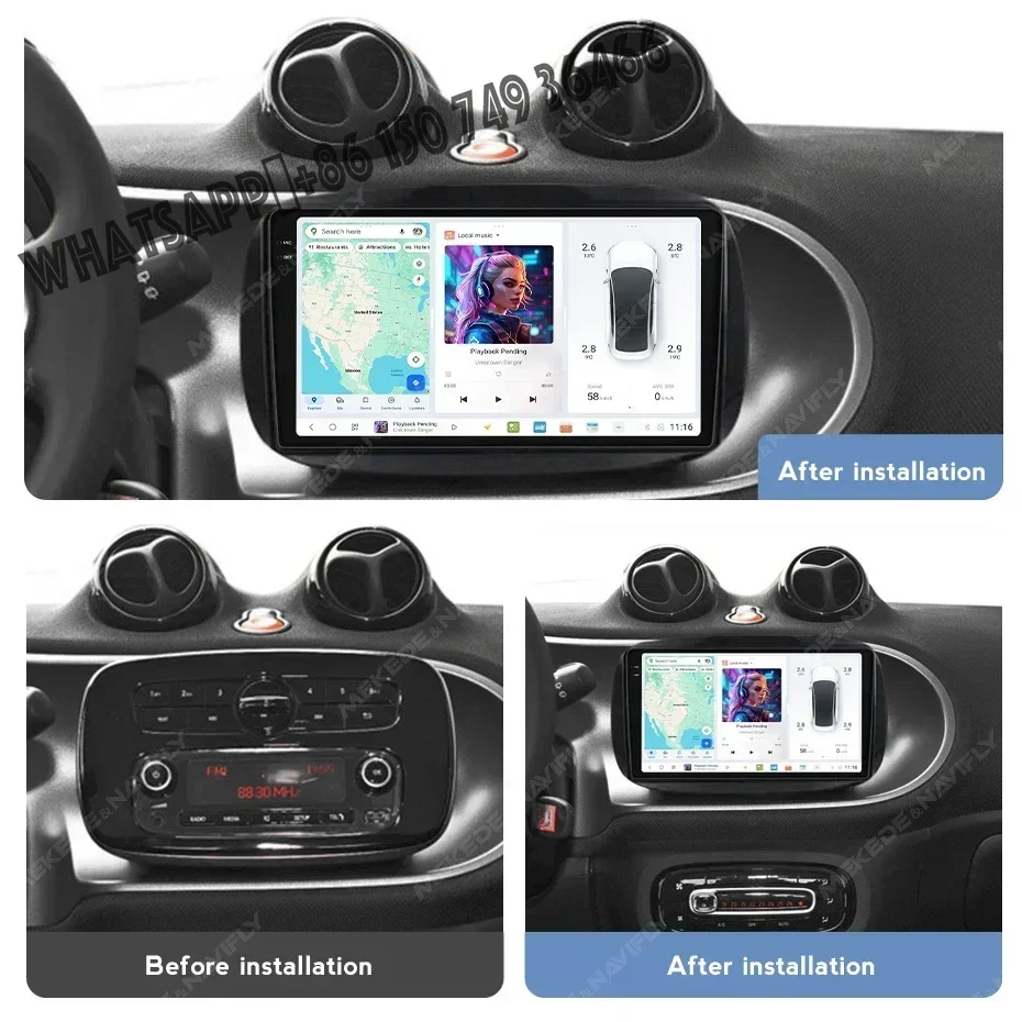 Factory Auto DUDU7 Gps Navigation TPMS  Android Car Radio Video Player Car-play for Benz Smart 2014-2020 360 Camera Cooling Fan